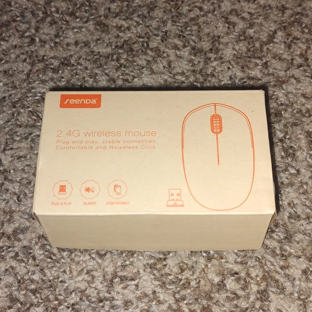 Seenda Wireless Mouse, 2.4 GHz Mouse with USB Receiver - Black Color
